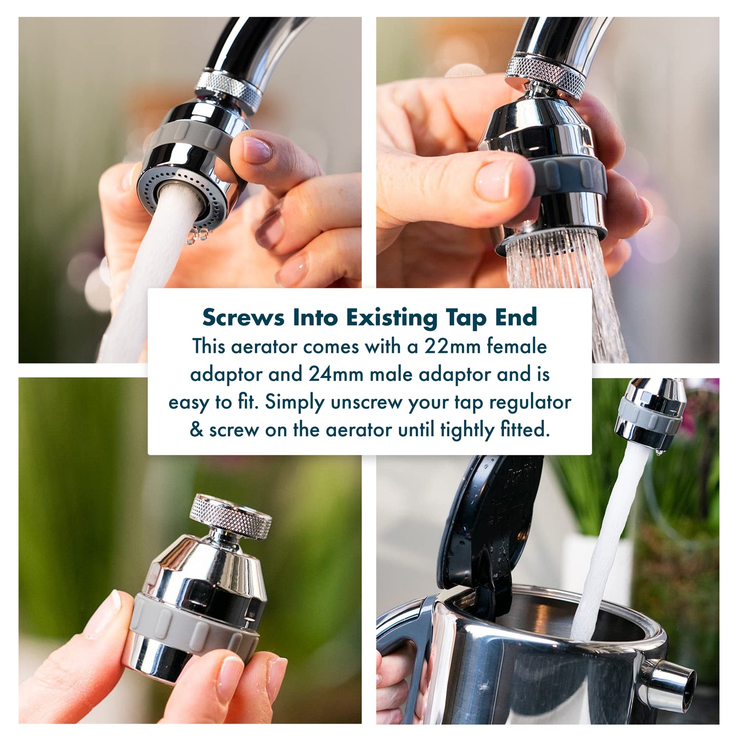 Kitchen Tap Aerator - Swivel Function, Stream and Spray Features