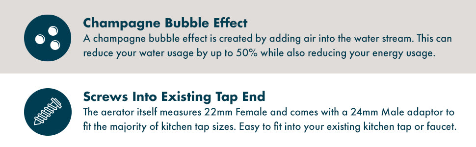 Kitchen Tap Aerator - Swivel Function, Stream and Spray Features