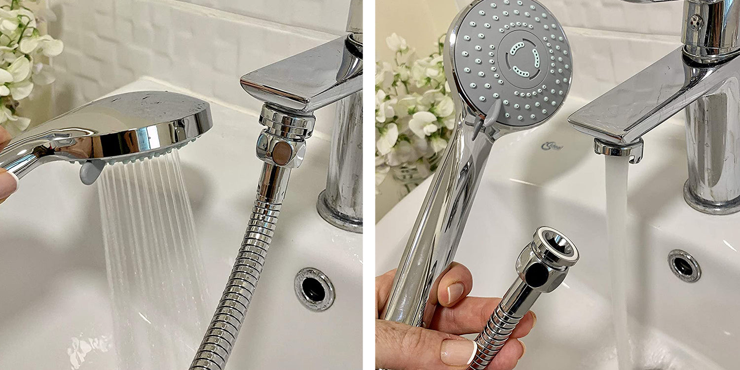 Load video: How the quick fit tap aerator works - turn your bath tap into an instant shower in seconds by H20LOW.