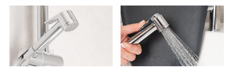 On/Off Trigger Shower Head & 1.5m Grey Braided Shower Hose