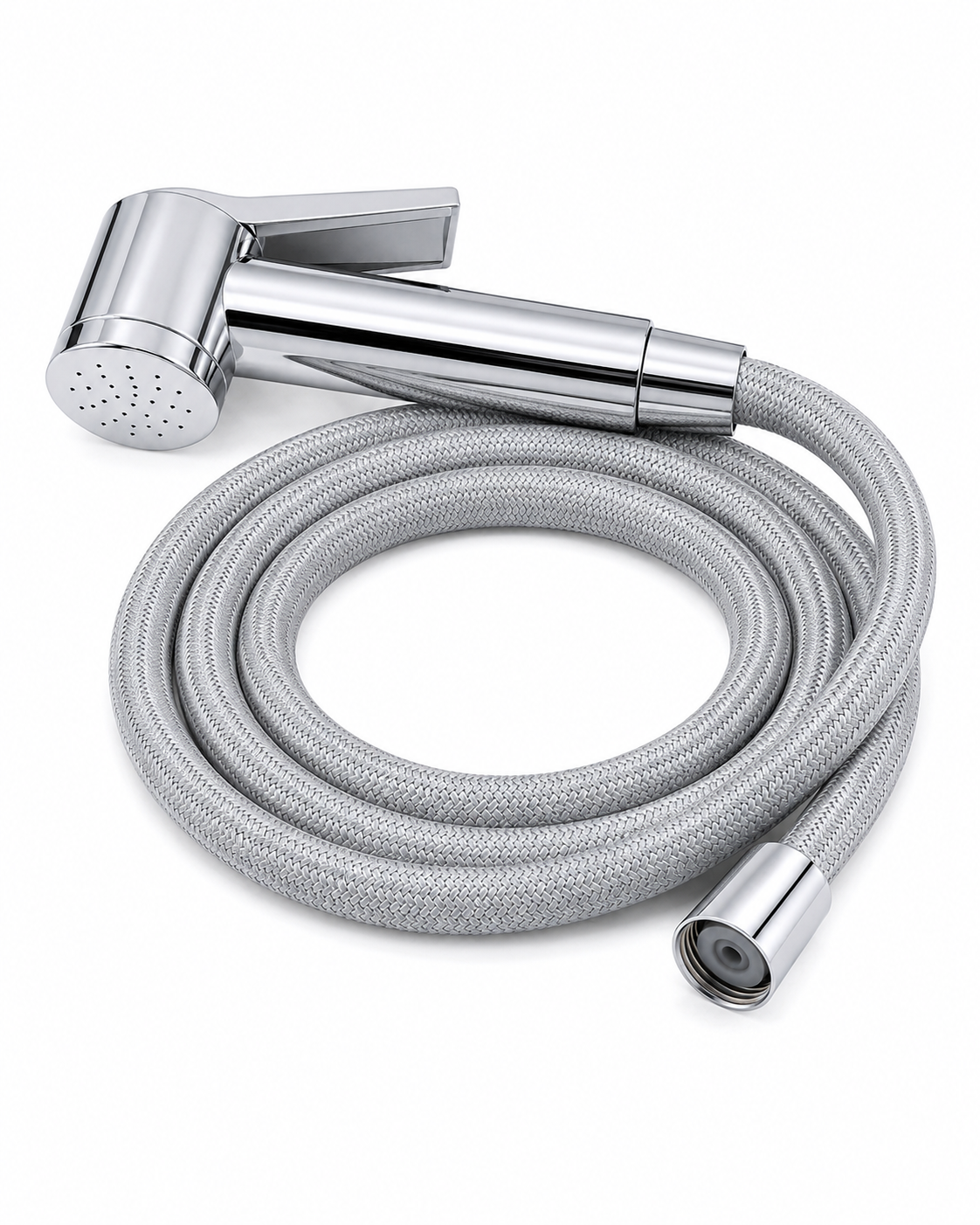 On/Off Trigger Shower Head & 1.5m Grey Braided Shower Hose