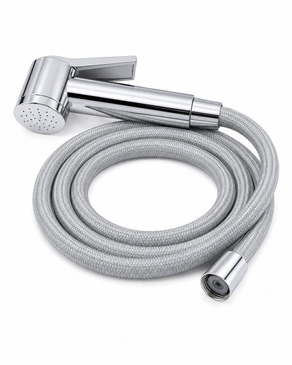 On/Off Trigger Shower Head & 1.5m Grey Braided Shower Hose